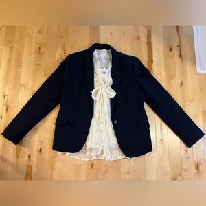 3 Piece Bundle - Navy Blazer and an Off-White Blouse with the Tank Top